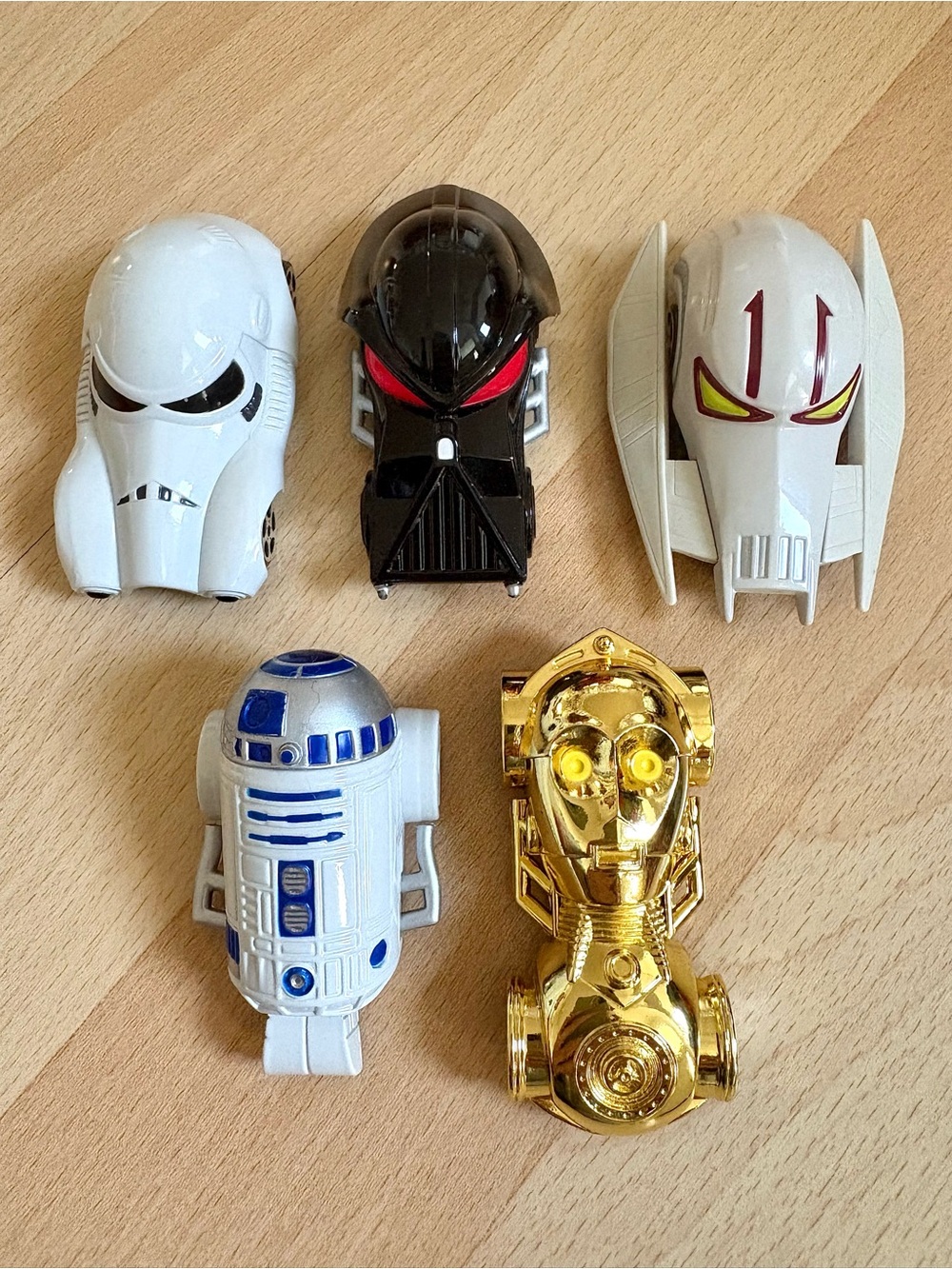 Star Wars Diecast Cars Set of 5 Vader C3PO R2-D2 Stormtrooper Grievous Lucasfilm